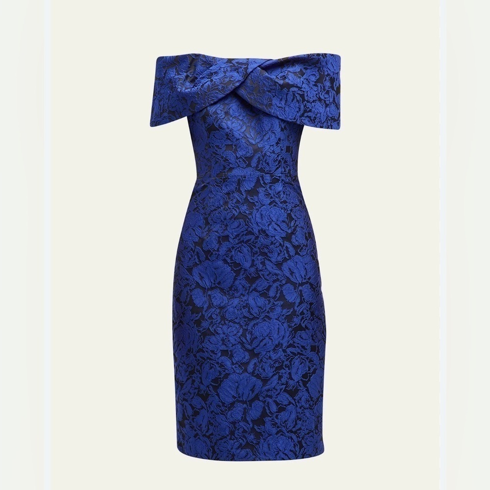 Rickie Freeman For Teri Jon Off-Shoulder Lace Dress